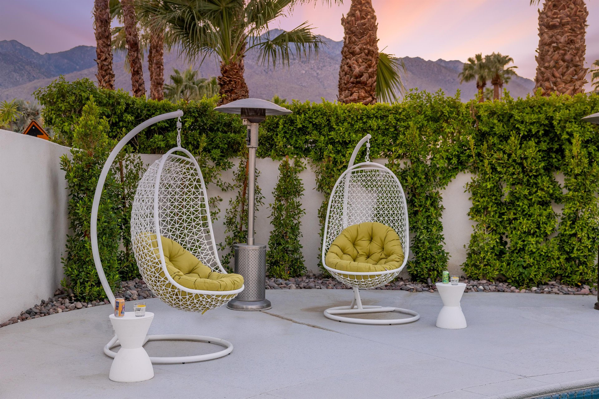 Outdoor hanging pod chairs