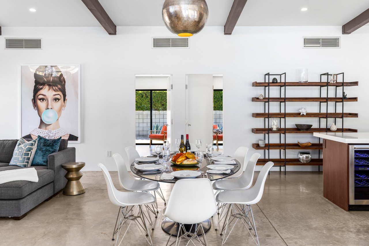 Sleek round dining table