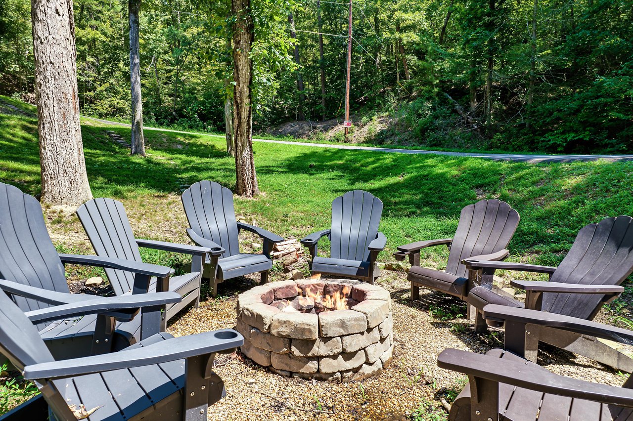 Wood burning firepit outside