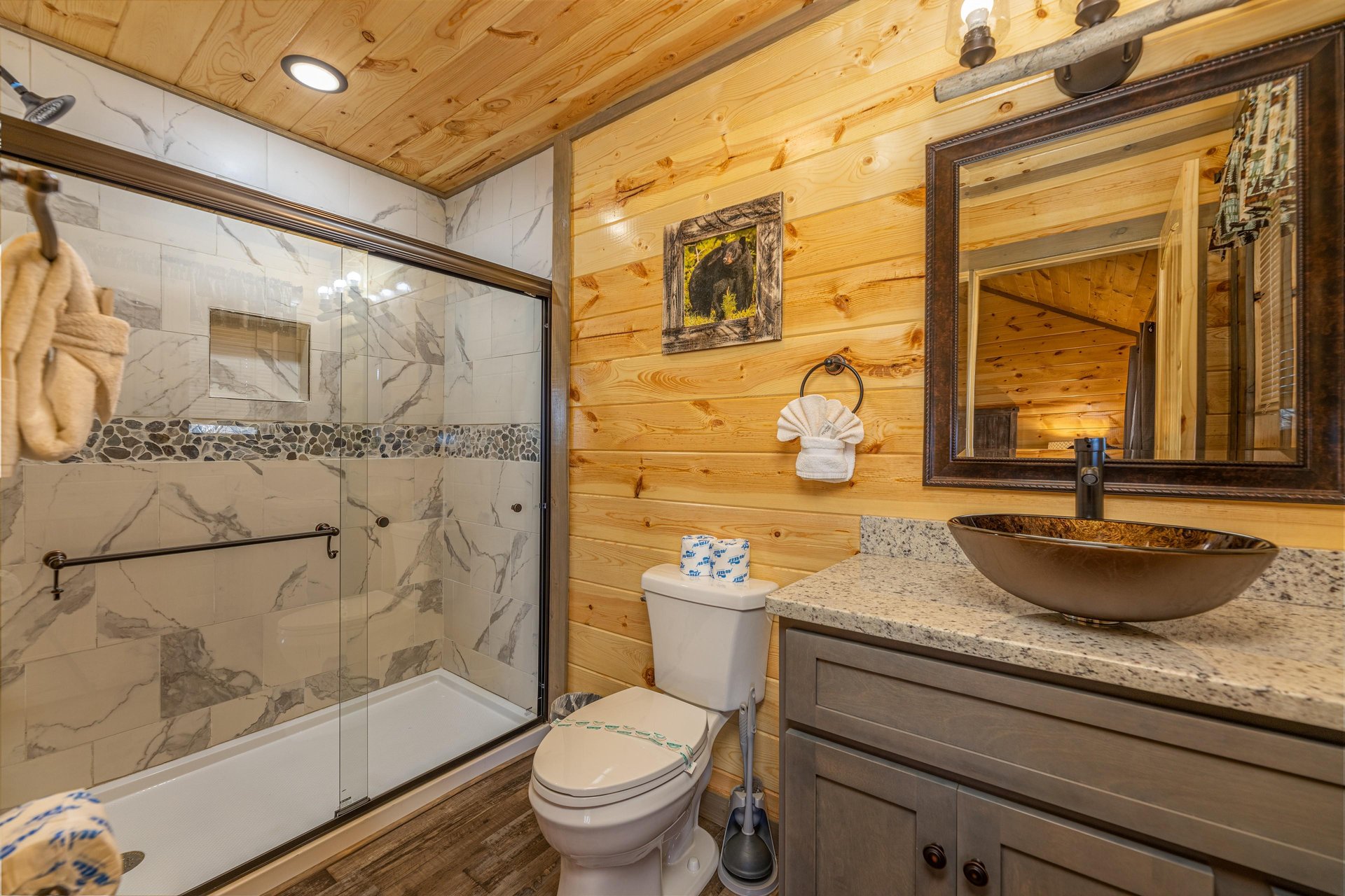 Bathroom with a walk in shower at Everlys Splash, a 4 bedroom cabin rental located in Pigeon Forge