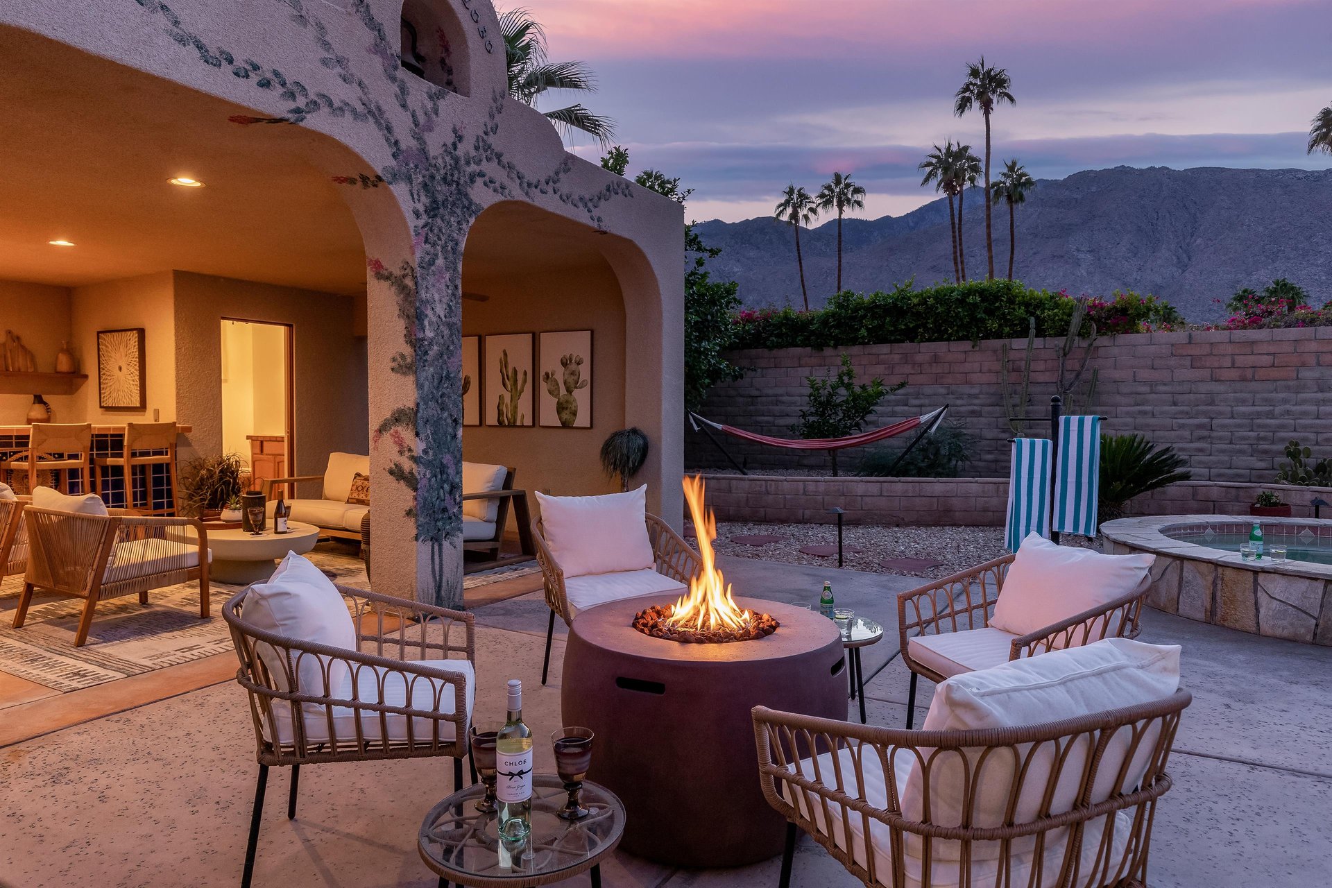 Watch the sunset from around the fire