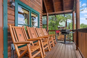 Outdoor rocking chairs and grill