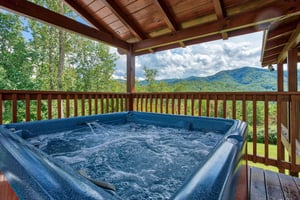 Views from the hot tub at Four Seasons Lodge, a 3bedroom cabin rental located in Pigeon Forge
