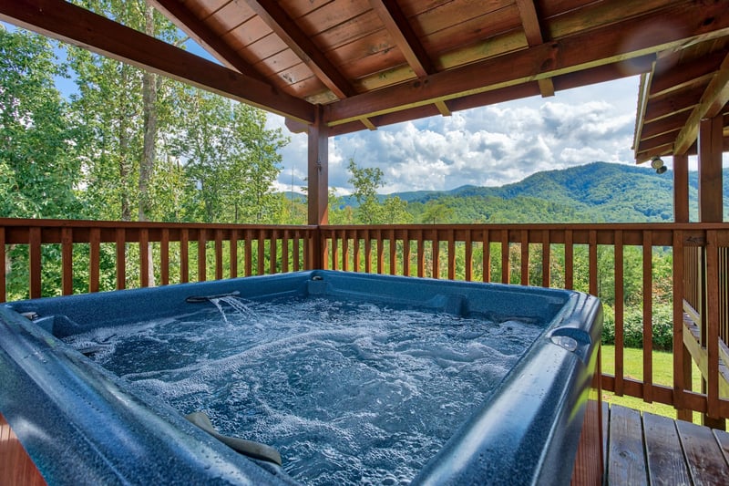 Views from the hot tub at Four Seasons Lodge, a 3bedroom cabin rental located in Pigeon Forge