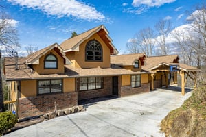 Front exterior view at Hoop Dreams Lodge, a 6 bedroom cabin rental located in Sevierville