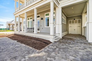 Front Porch With Bocce Ball Court View