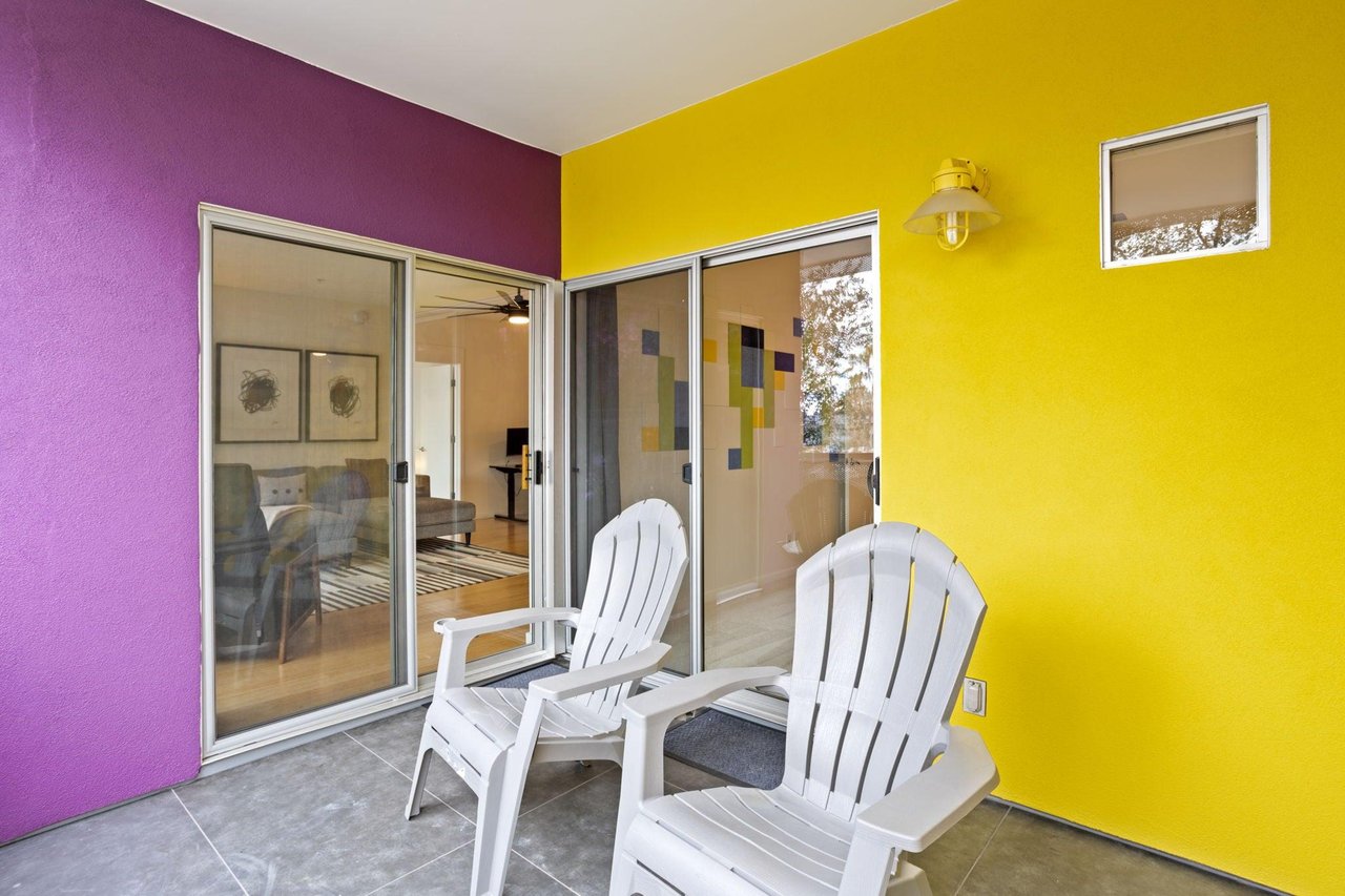 Patio shared by Guest Bedroom 2 and living area.
