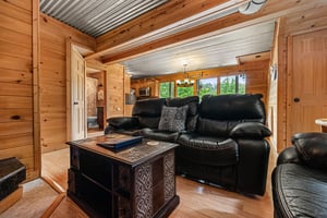 Sofa in the living room at License to Chill, a 3 bedroom cabin rental located in Gatlinburg