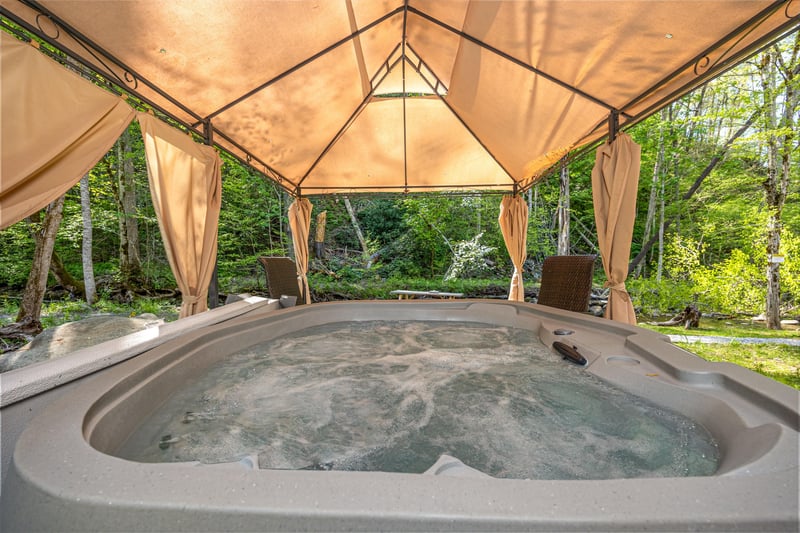 Hot tub under gazebo