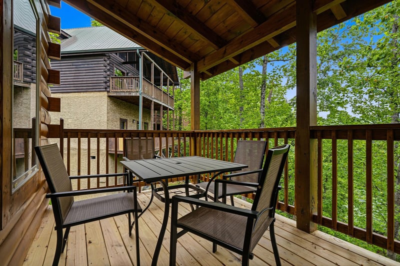 Step onto your private covered deck where breakfast tastes better surrounded by lush treetops and mountain air.