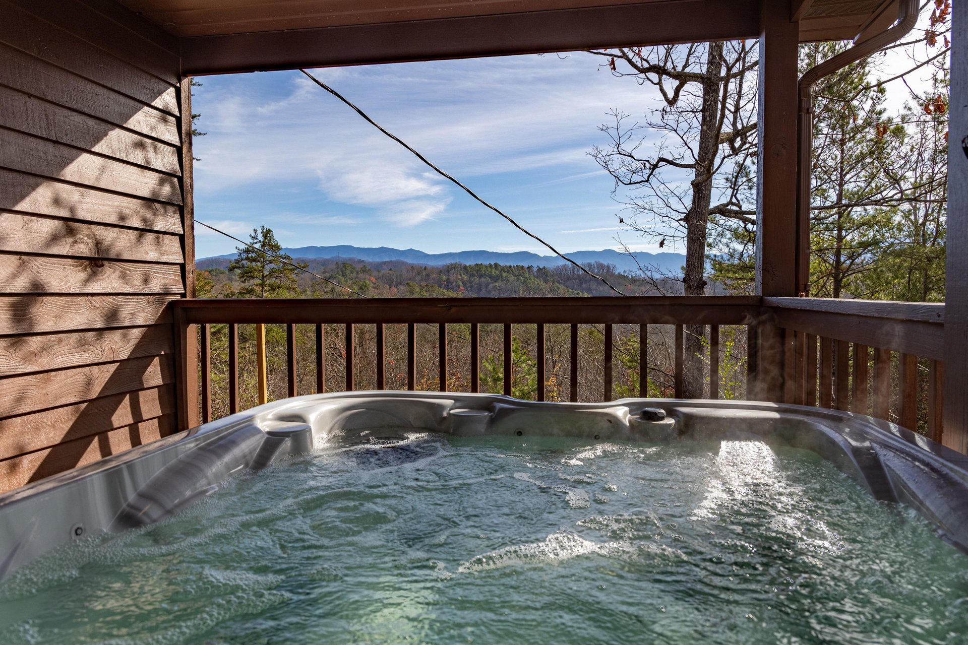 Hot tub at Liams Lookout, a 2 bedroom cabin rental located in Pigeon Forge