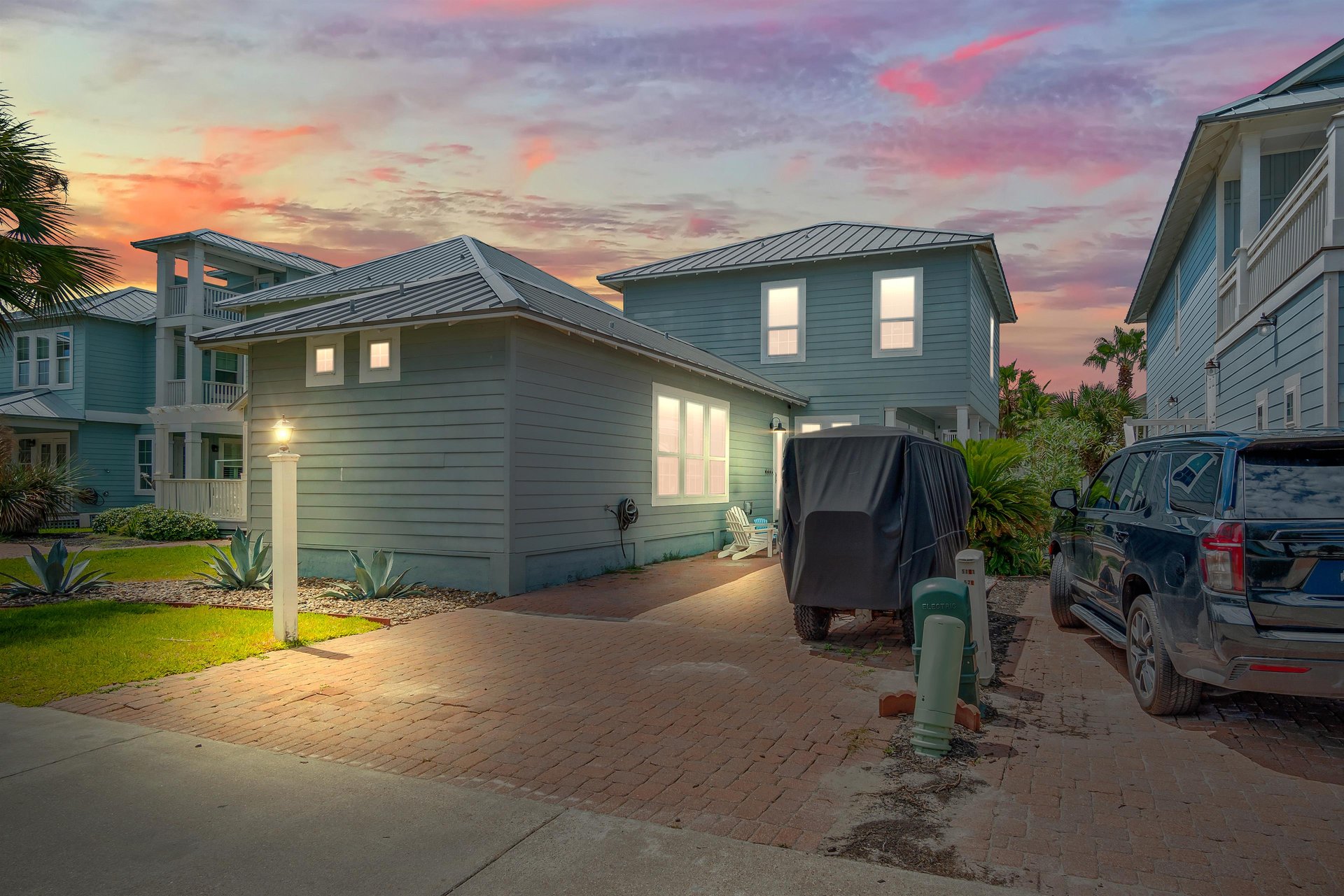 Driveway behind house