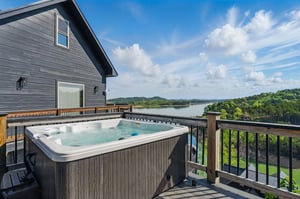 outdoor hot tub on entry level balcony