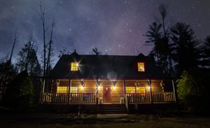 Front of 3 Crazy Cubs cabin night view