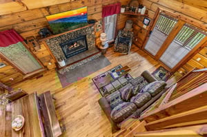 Living room with fireplace view