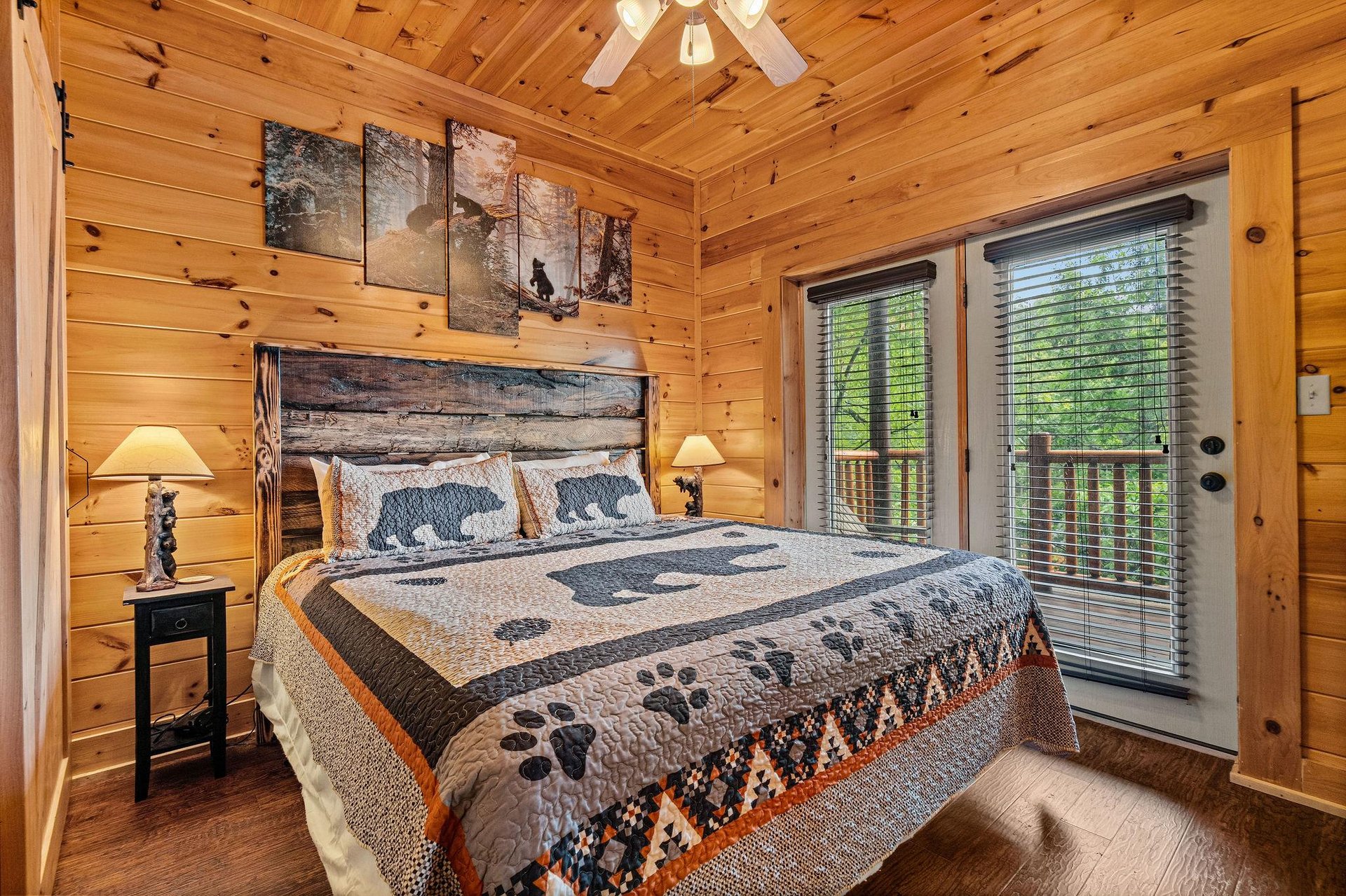 king bed with balcony access