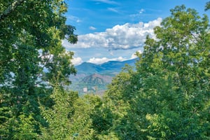 Mountain views from Bushwood Lodge, a 3bedroom cabin rental located in Gatlinburg