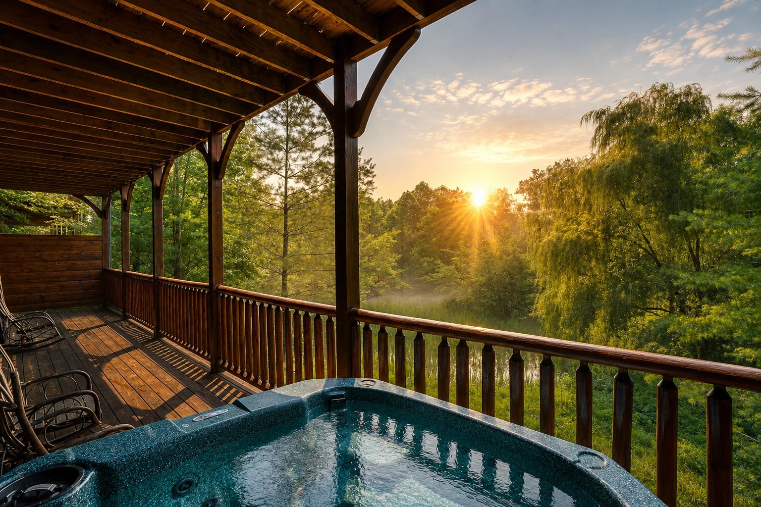 Sunrise from the hot tub on lowerlevel deck