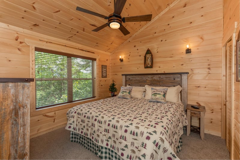 King bed with windows