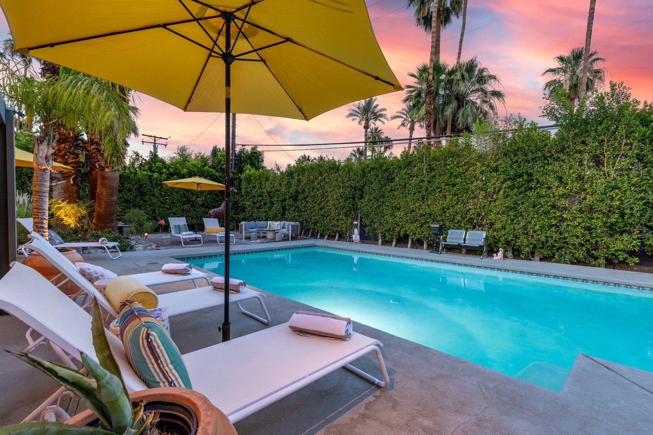 Additional sunset views of the pool, spa, and patio.