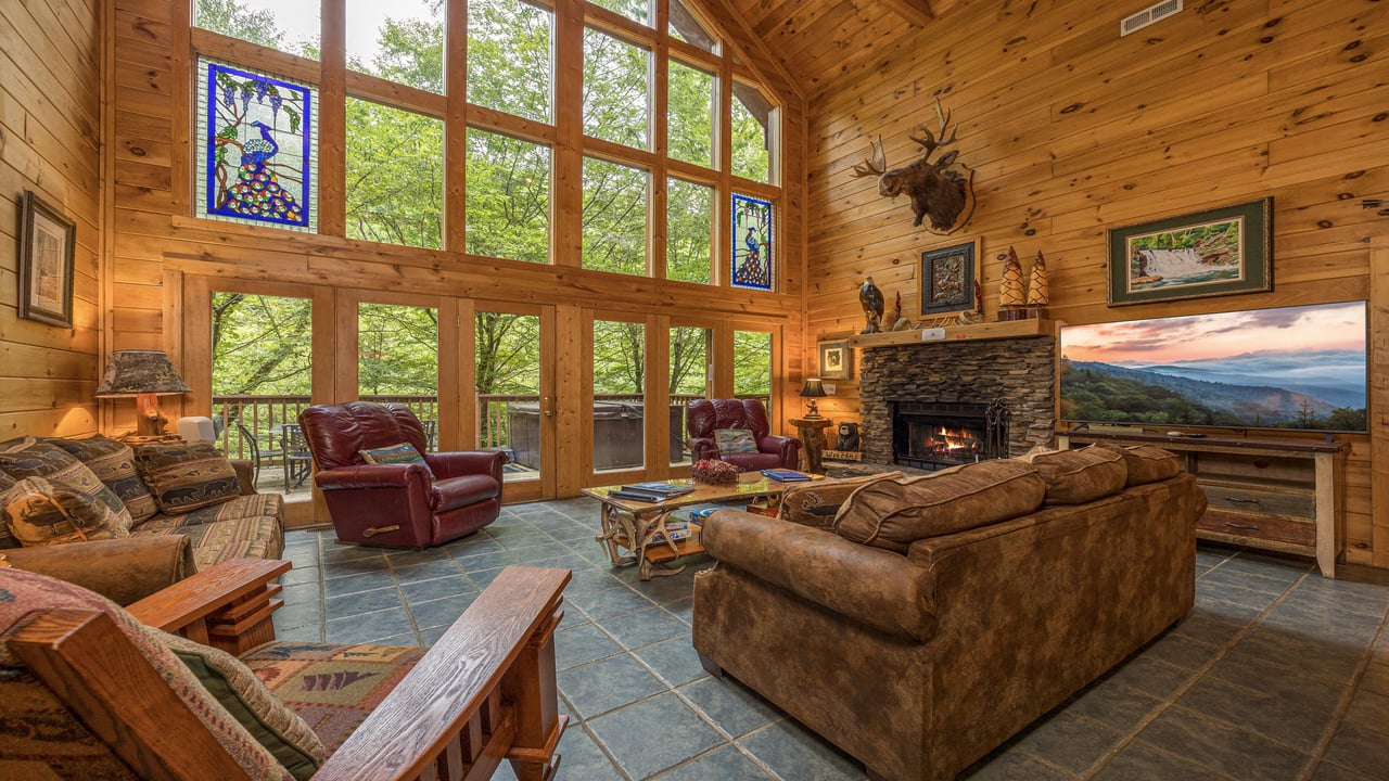 Living room with fireplace