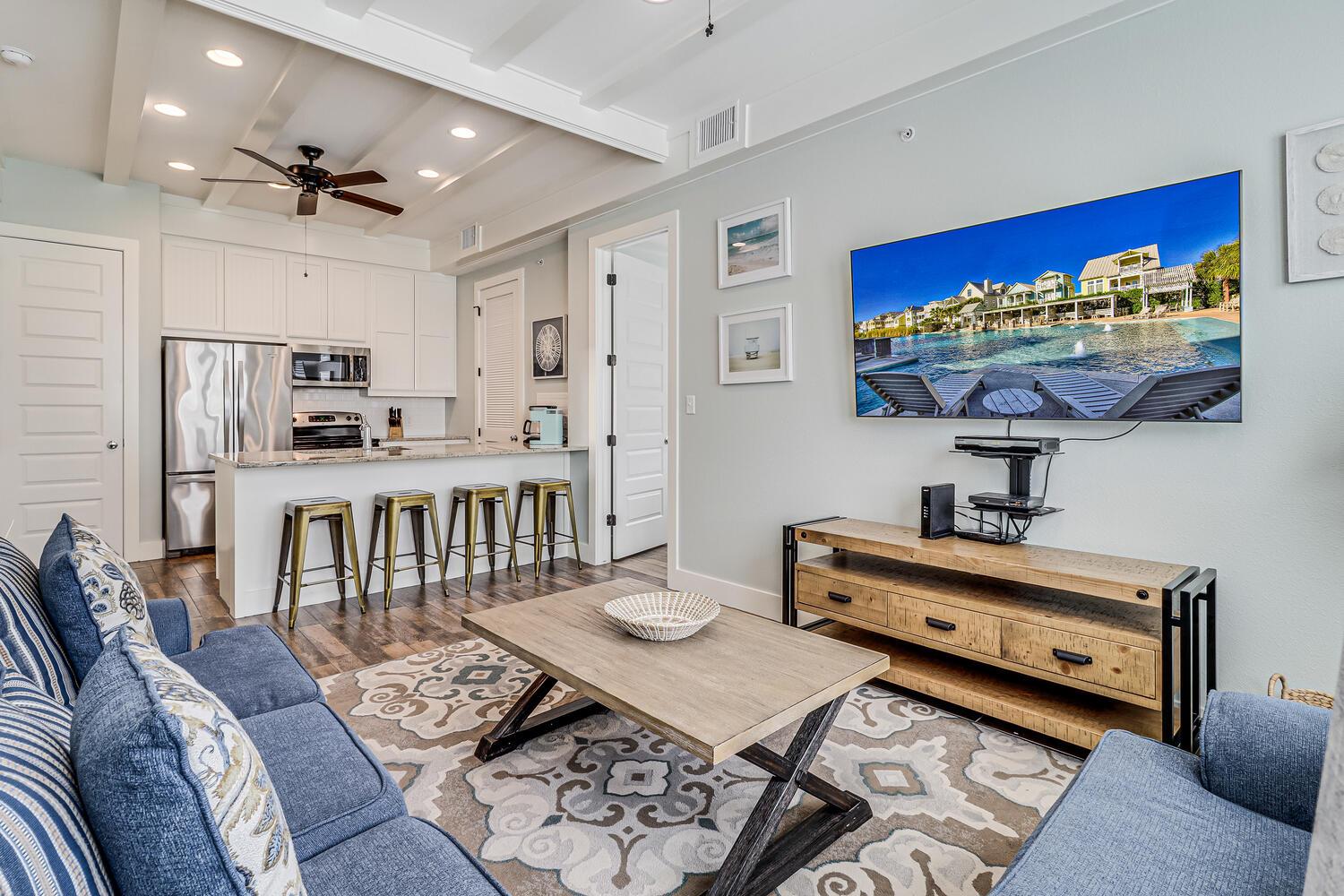 Cozy Living Room Seating with 65 Smart TV