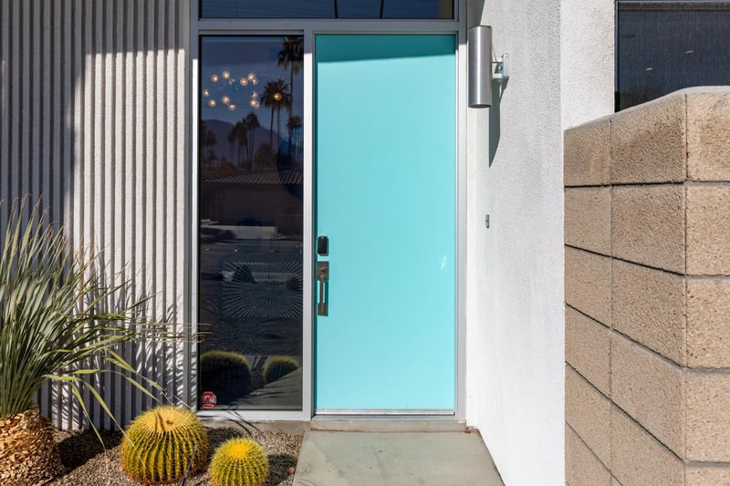 Blue door welcomes you home