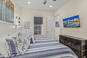 King Bedroom with Roku Smart TV  Black Out Shades