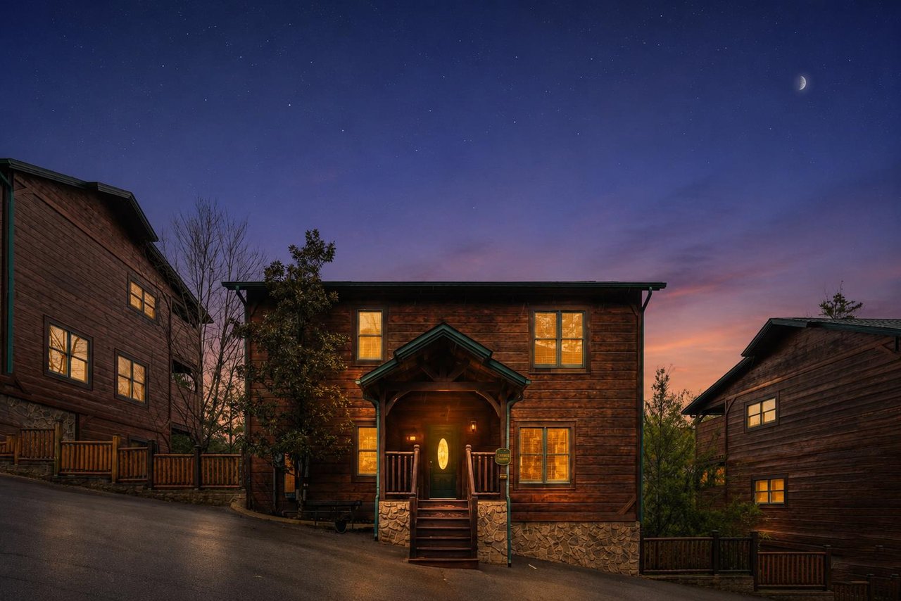 Twilight Front of Cabin