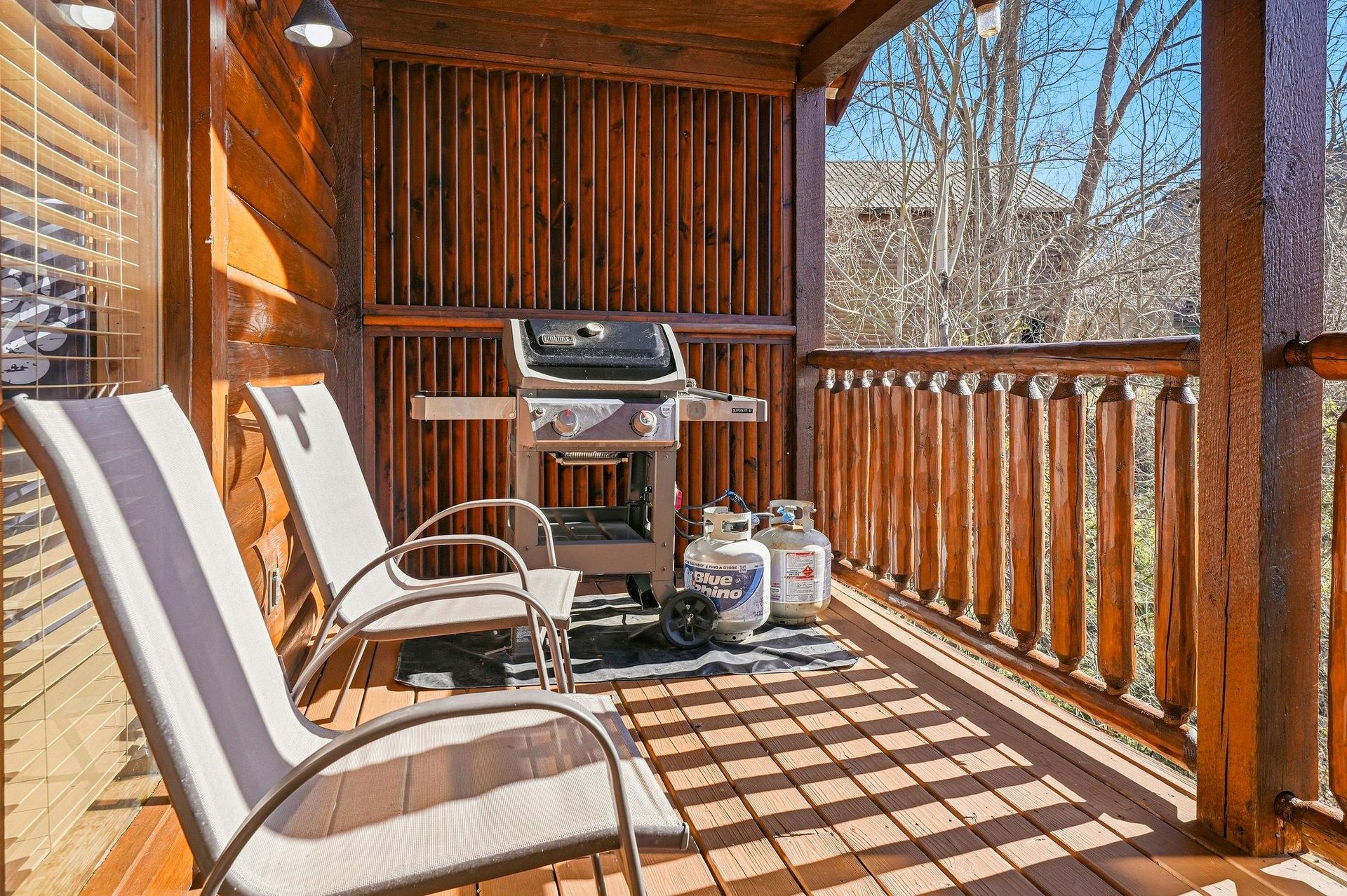 Fire up your favorite meals on your private deck, where comfortable seating and forest views create the perfect outdoor dining experience.