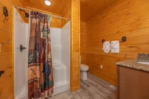 Bathroom with a walk in shower