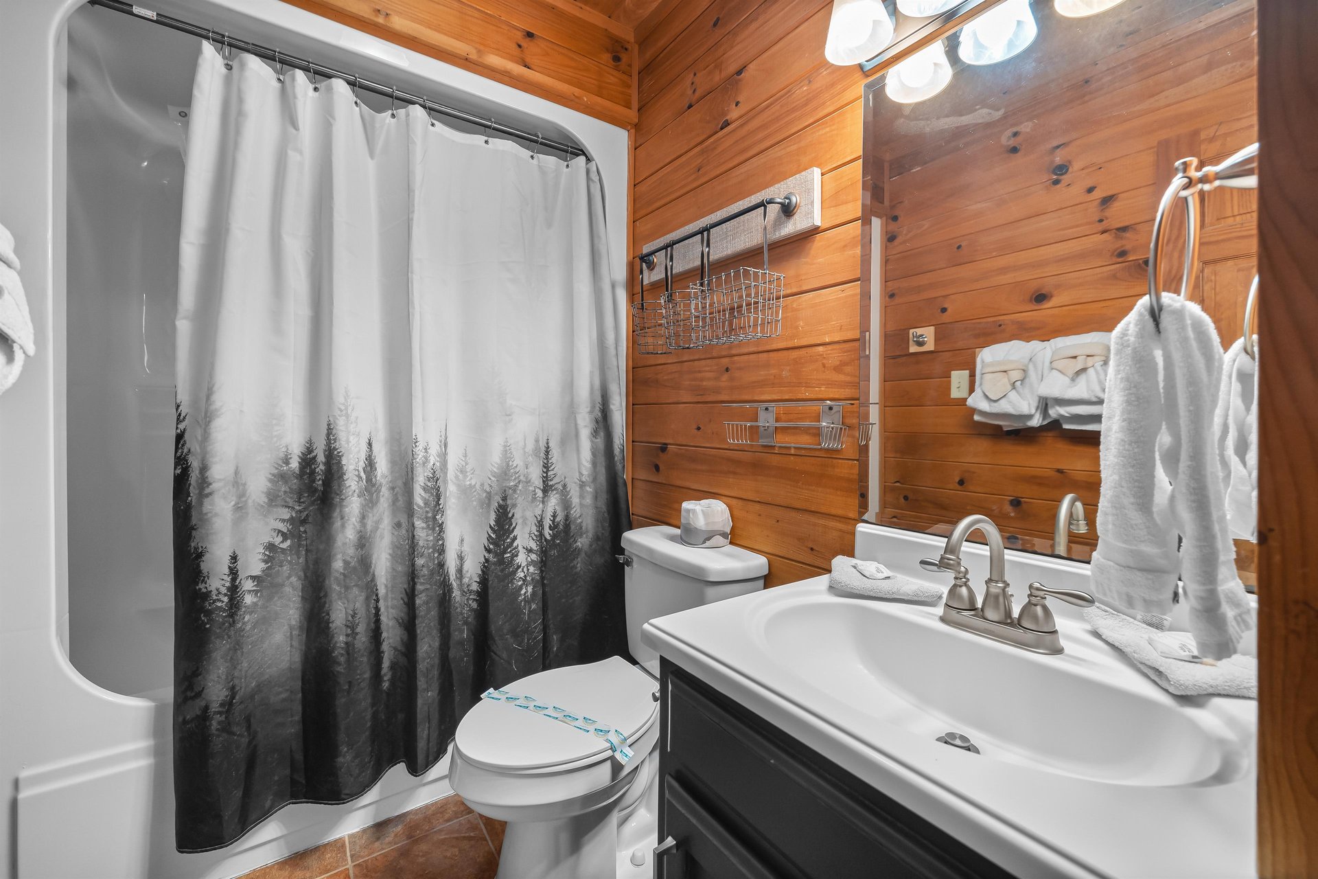 Single vanity sink with bathtub