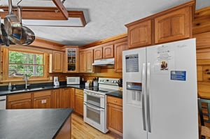 Wooden kitchen cabinets and appliances