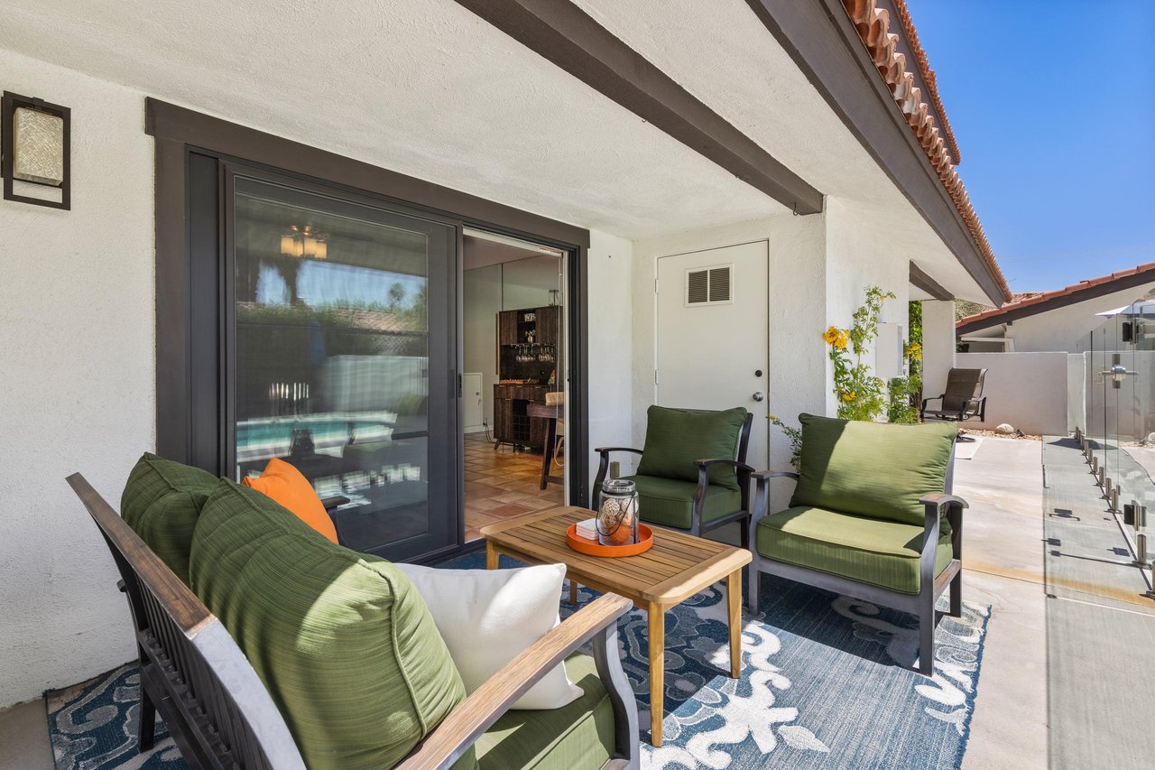 Sliding doors leading into the living room.