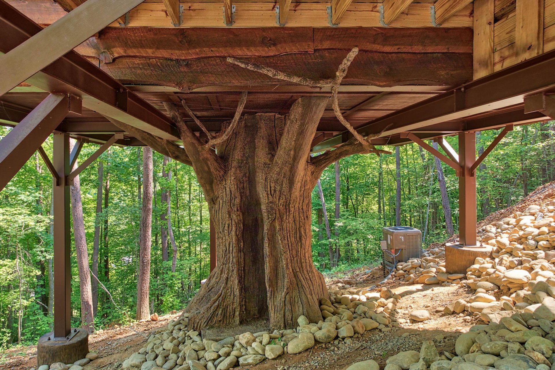 Cabin built on tree view
