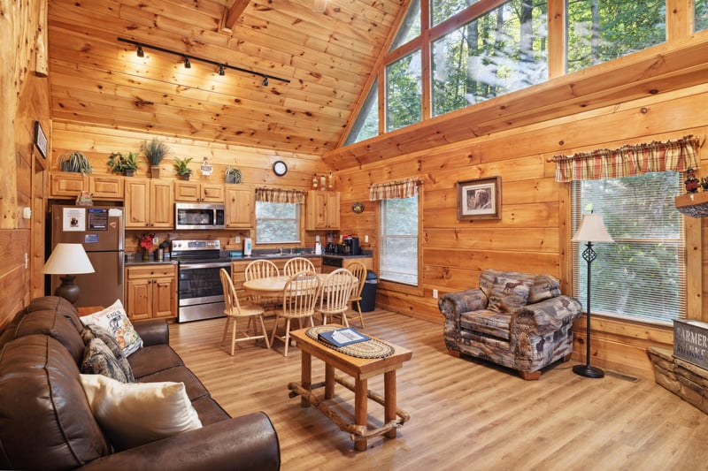 Full kitchen with dining table and chairs