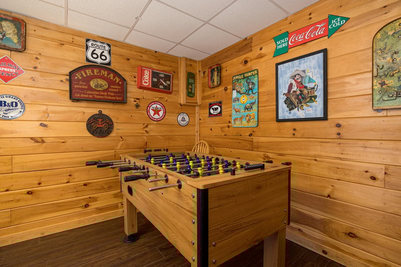 Foosball table at Fox Ridge, a 3 bedroom cabin rental located in Pigeon Forge