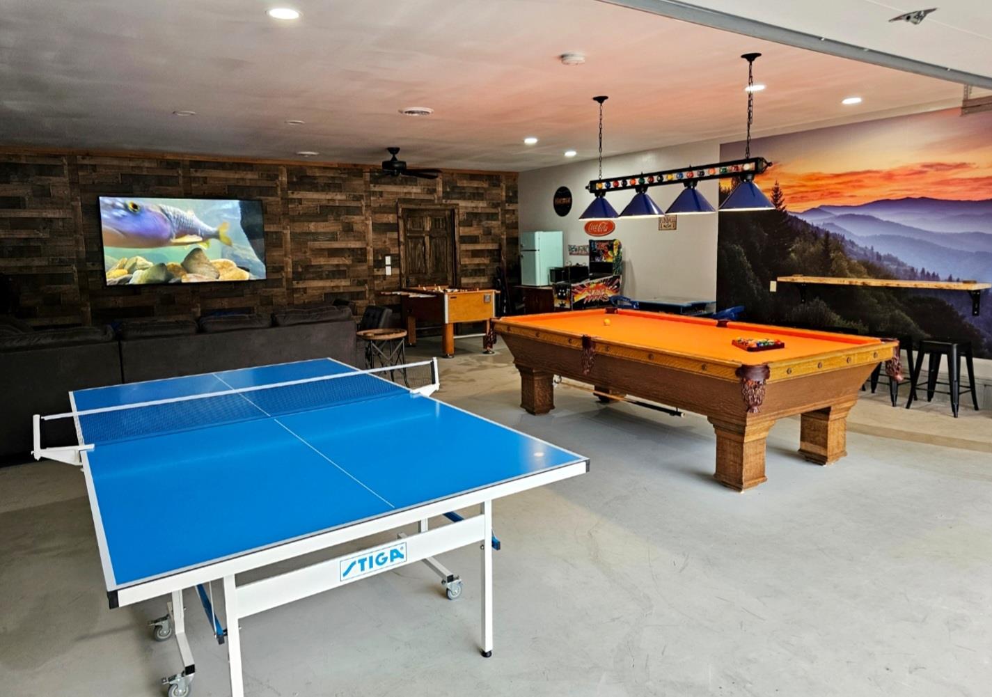 Game Area with pool table and ping pong table