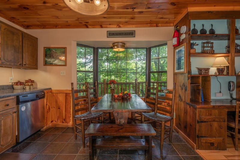 Dining table at Hidden Pleasure, a 1bedroom cabin rental located in Gatlinburg