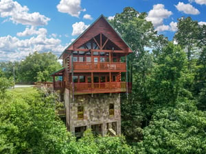 Back exterior view at Eagles Sunrise, a 2 bedroom cabin rental located in Pigeon Forge