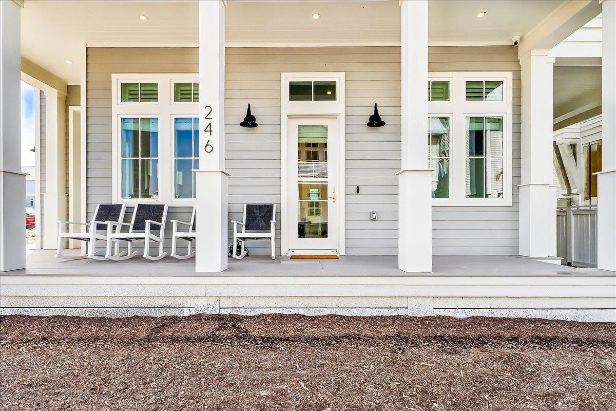 Front Porch With Bocce Ball Court View