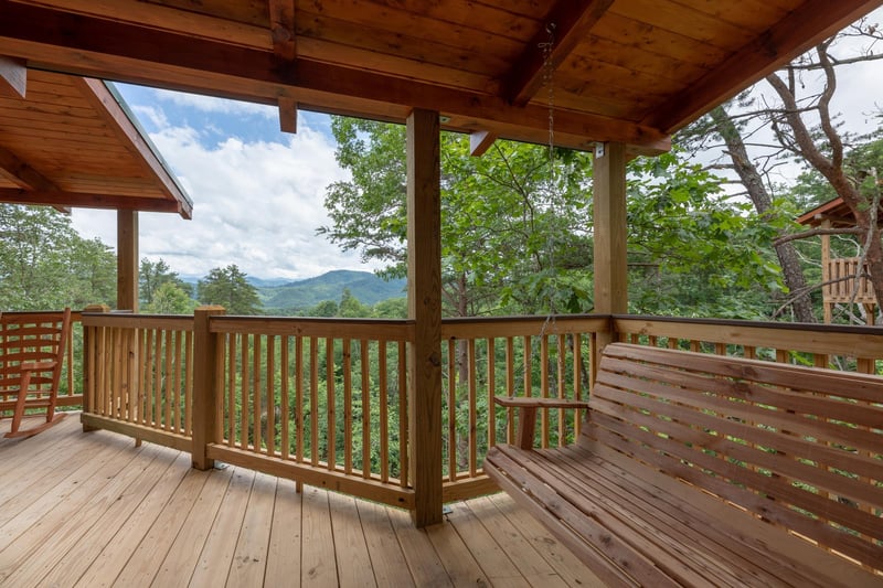 Deck bench swing with view