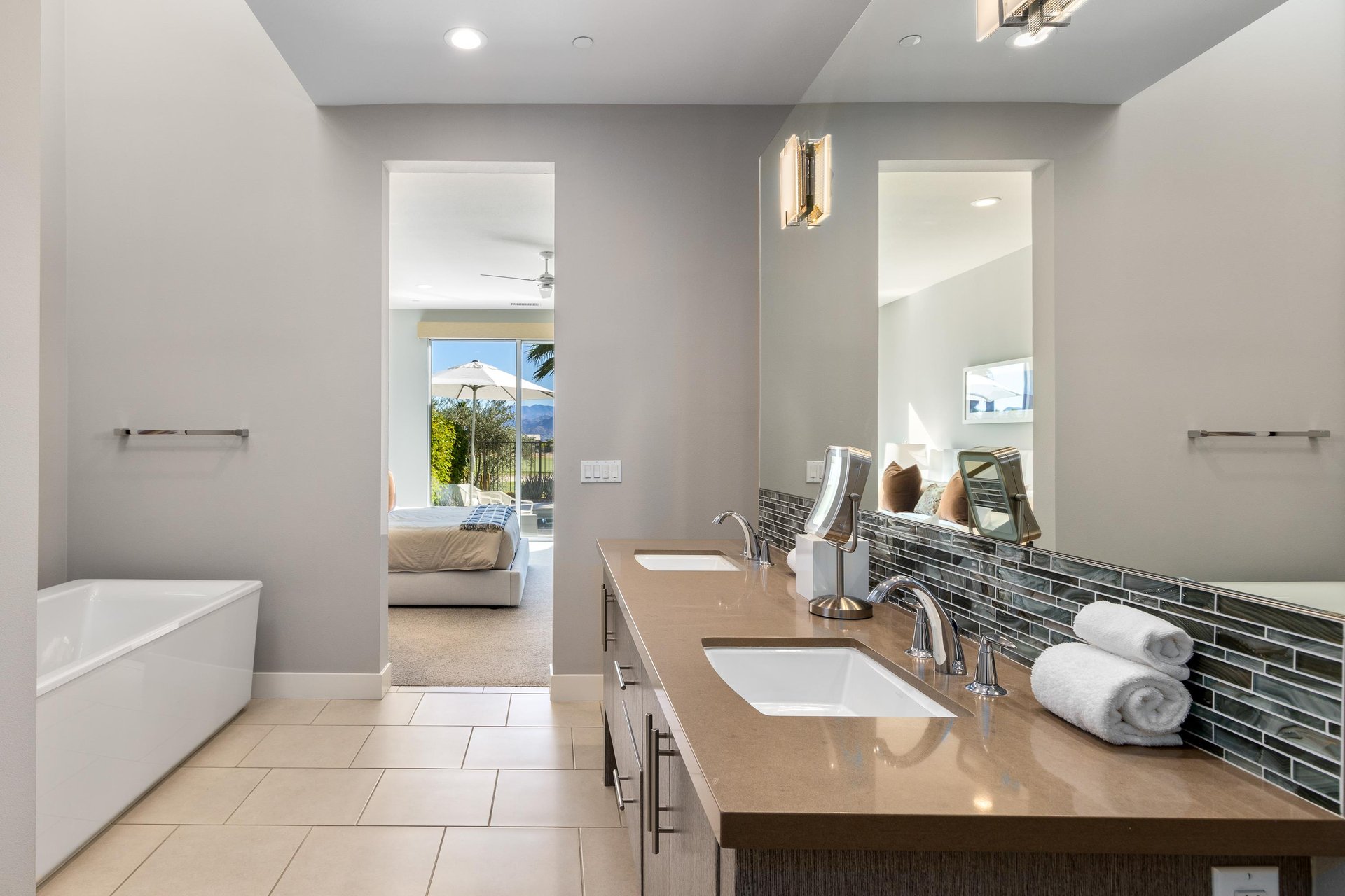 Open and spacious primary bathroom