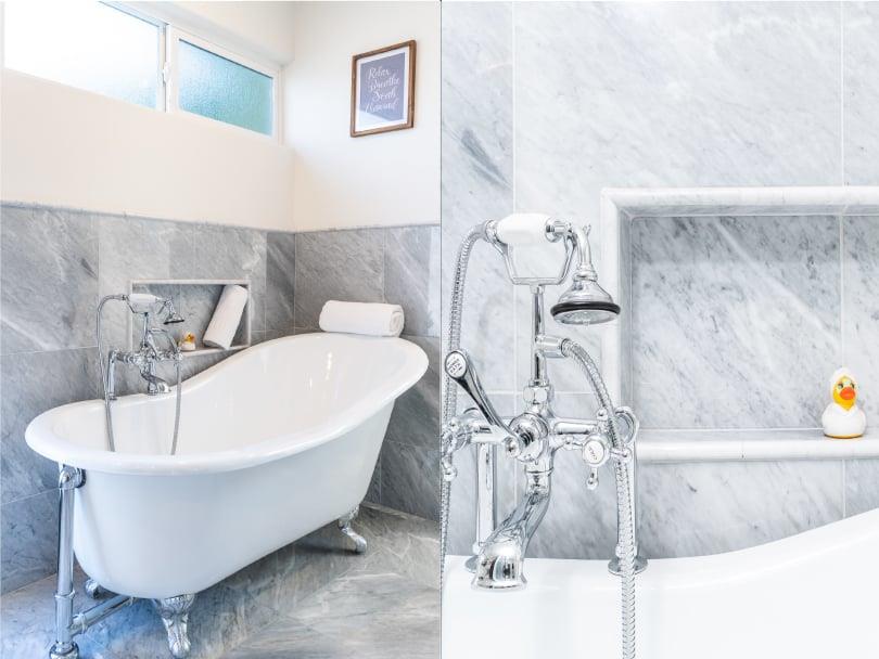 Ensuite bath with a soaking tub
