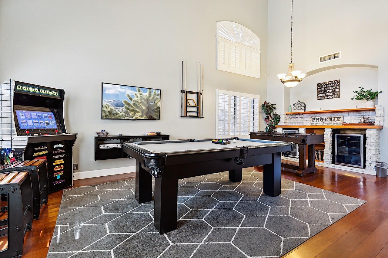 Billiard table, Foosball Table, Mounted TV, Arcade Game  Bar