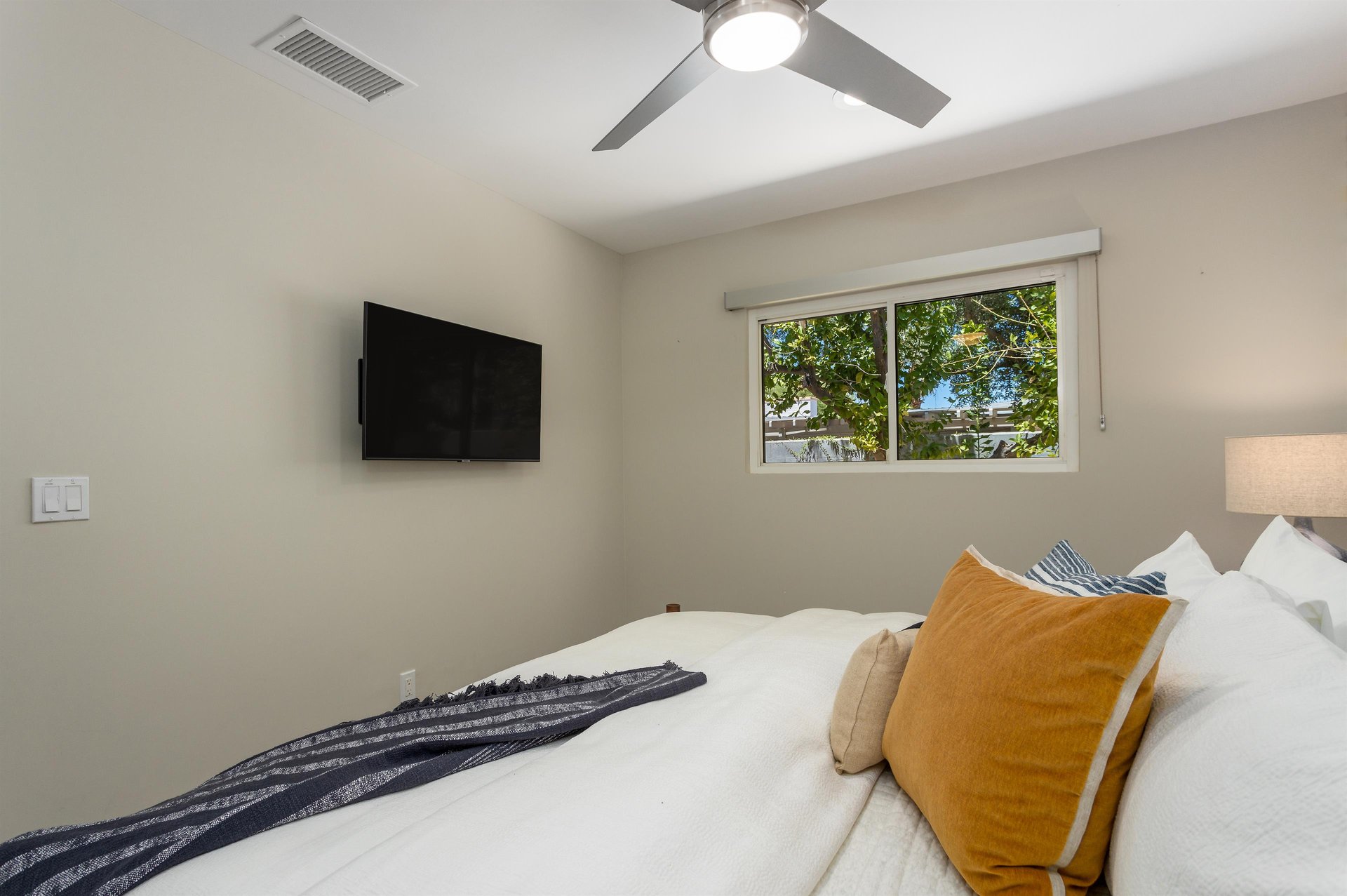 Guest bedroom with comfortable hotel quality mattress