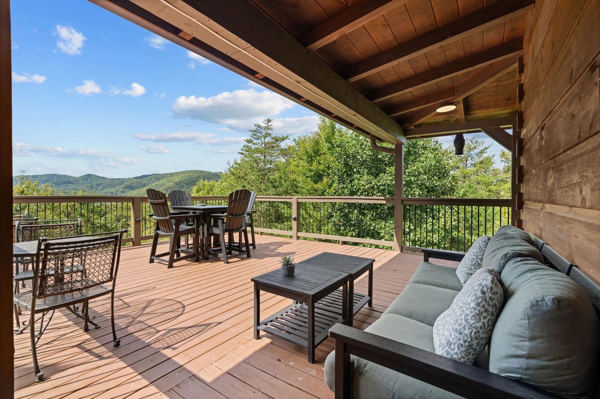 Deck couch with table and chairs