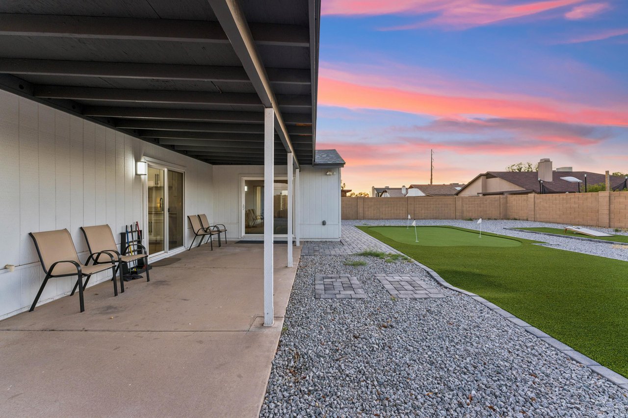 Patio with seating.