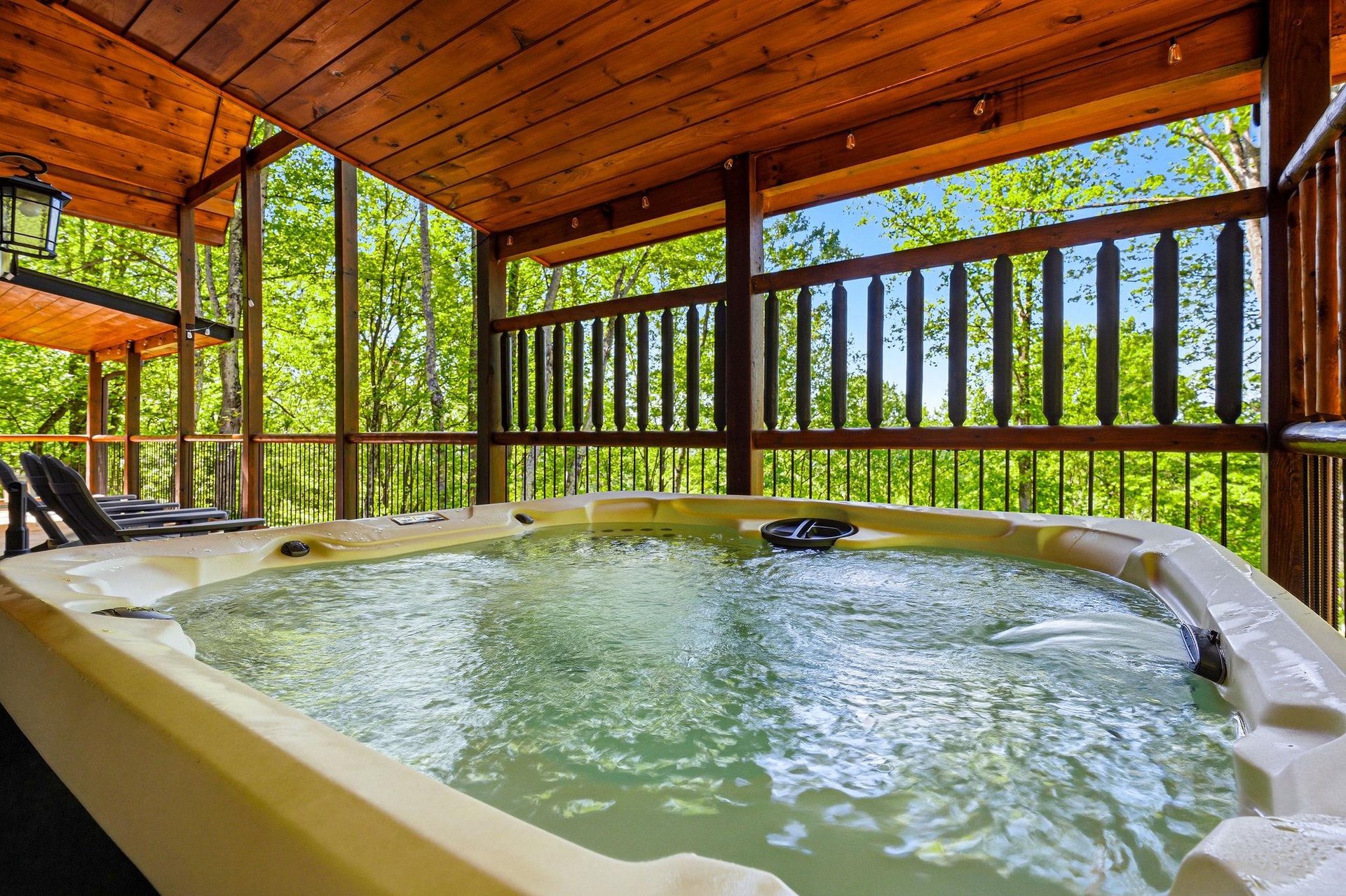 Unwind in your private hot tub surrounded by forest views, where bubbling waters and birdsong create the perfect escape.