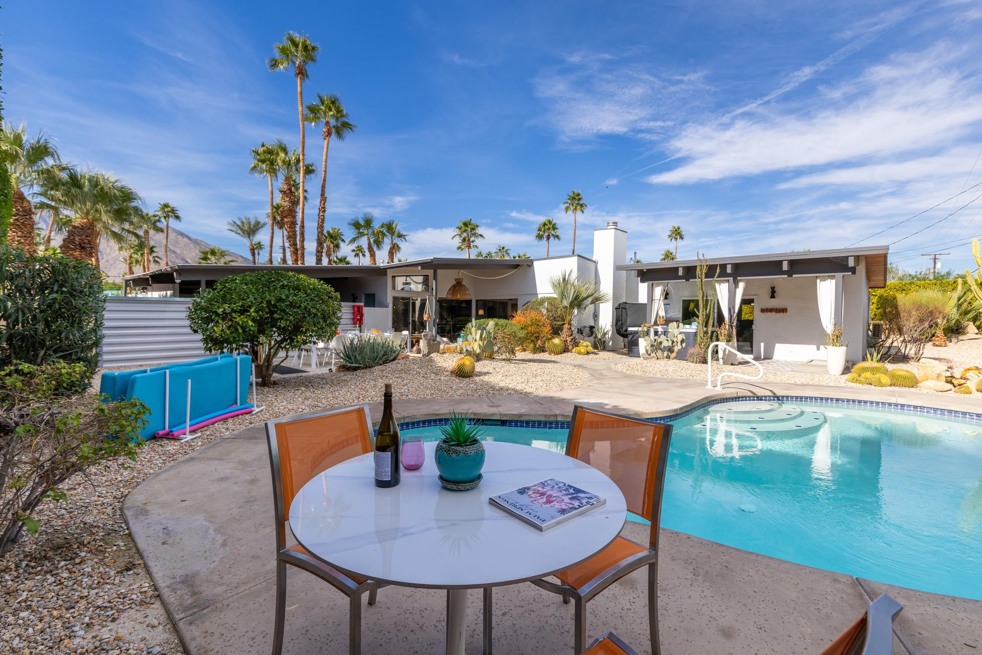 Sip your morning coffee poolside at this stylish desert retreat, where modern architecture meets Palm Springs sunshine.